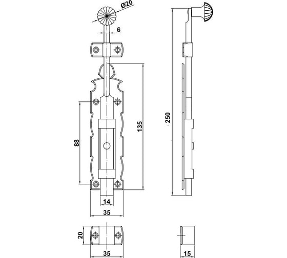 Изображение товара Задвижка Amig черная 410-250
