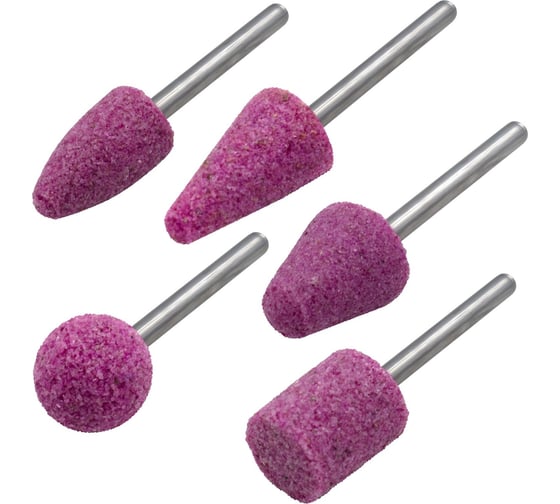 Изображение товара Набор шлифовальных камней оксид алюминия, хвостовик 3 мм, 12x15, 12x14, 12x20, 12x12, 11x21 мм, 5 шт РемоКолор 31-3-004