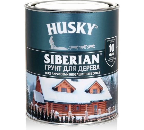 Изображение товара Акриловый биозащитный грунт для дерева HUSKY SIBERIAN 0.9 л 30121