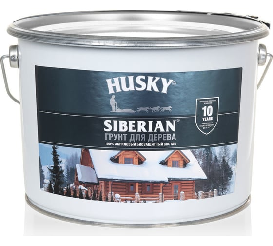 Изображение товара Акриловый биозащитный грунт для дерева HUSKY SIBERIAN 9 л 30123