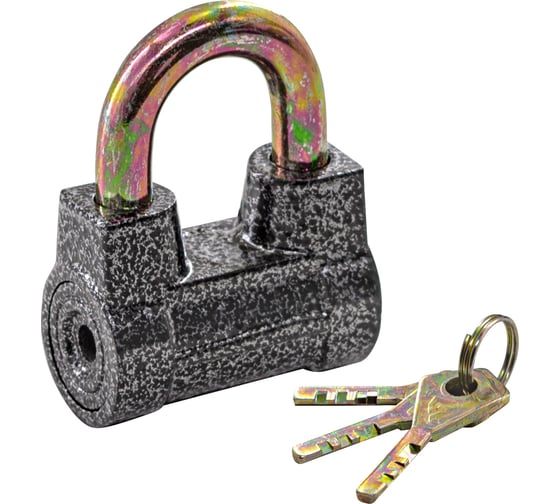 Изображение товара Навесной замок РемоКолор алюминий, 3 ключа, 53.6x28.5x39.7 мм, дужка 9.8 мм 70-0-001