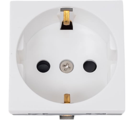 Изображение товара Модульная розетка Рувинил с заземлением и шторками размер 45x45 мм белая 16А 250В уп. 10 шт. АДЛ 13-900