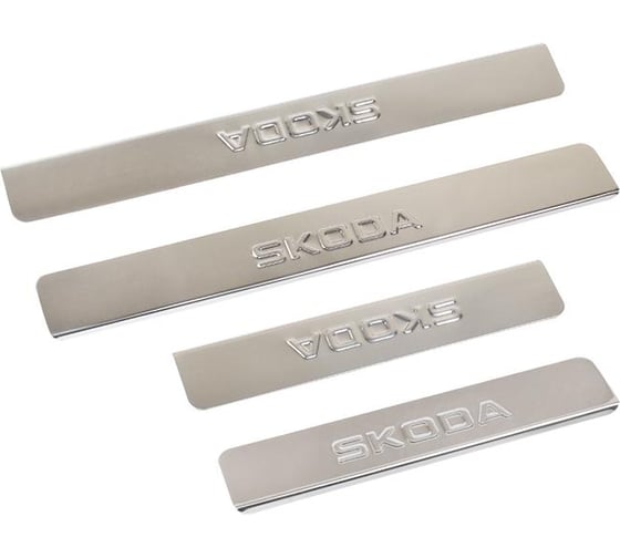 Изображение товара Накладки внутренних порогов DolleX SKODA Fabia, Octavia, Roomster нержавеющая сталь к-т 4 шт. NPS-041