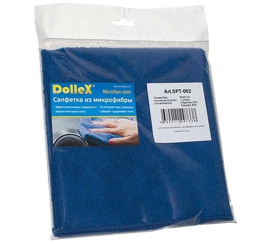 Изображение товара Салфетка из микрофибры DolleX 35х40 см синяя SPT-002