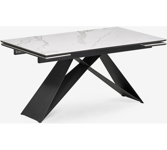 Изображение товара Стол Woodville ноттингем 160(220)х90x77, белый мрамор/черный 553543