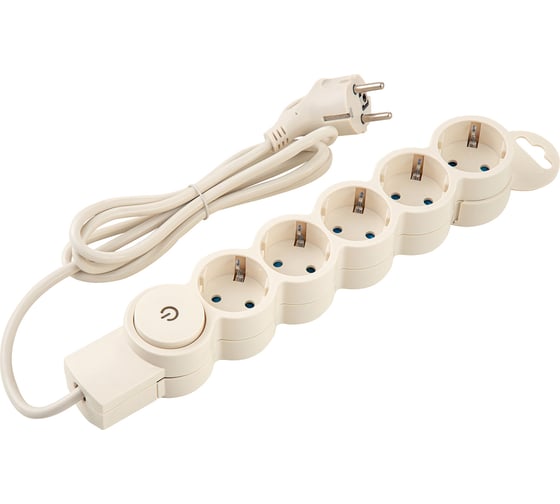 Изображение товара Сетевой фильтр duwi 5 гнезд, с выключателем, с заземлением, со шторками цвет слоновая кость 32570 3