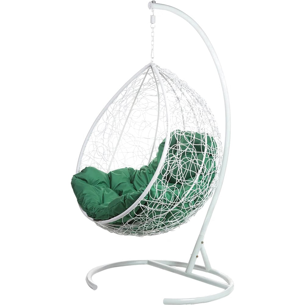 фото Подвесное кресло bigarden tropicawhiteg, зеленая подушка
