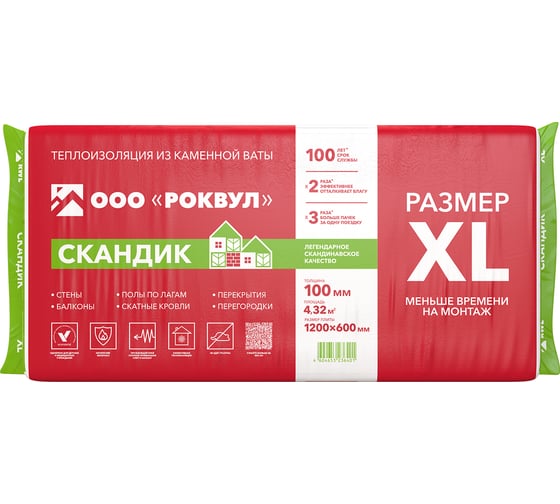 Изображение товара Теплоизоляционная плита RWL ЛАЙТ БАТТС СКАНДИК XL 100 мм 171956