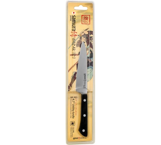 Изображение товара Кухонный универсальный нож Samura HARAKIRI 120 мм, коррозийно-стойкая сталь, ABS пластик SHR-0021B/K