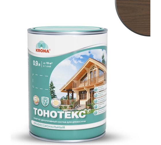 Изображение товара Защитно-декоративный состав для дерева KRONA Тонотекс палисандр-мокко, 0.9 л 66335005