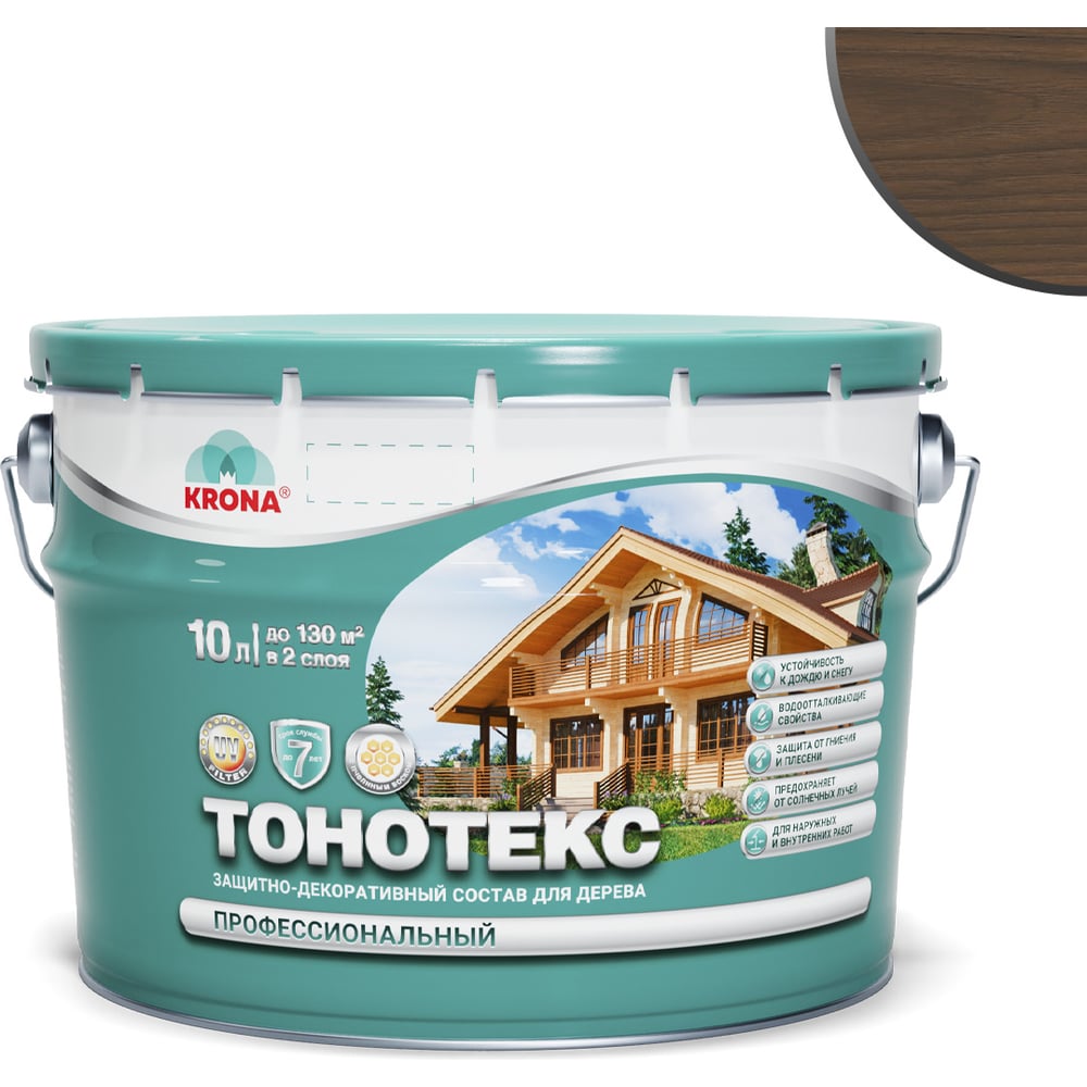 Изображение товара Защитно-декоративный состав для дерева KRONA Тонотекс палисандр-мокко 10 л