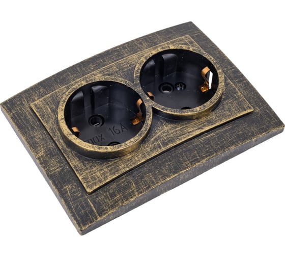 Изображение товара Розетка duwi с/п с з/к 2-местная серия Palazzo Vintage, золото патина 26523 8