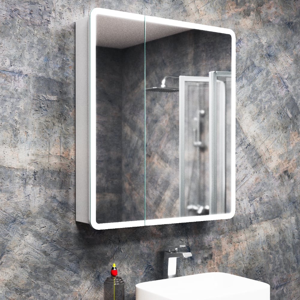 Изображение товара Зеркальный шкаф Bauedge Bau Stil 70x80 с подсветкой и плавным закрыванием