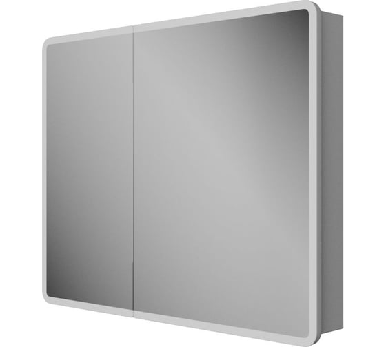 Изображение товара Зеркало-шкаф Bauedge Bau Stil 100x80, LED подсветка, сенсор, плавное закрывание, оборачиваемый BS10080W