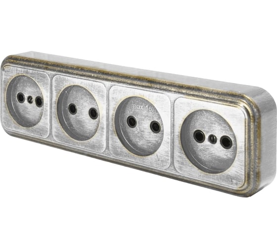 Изображение товара Розетка duwi о/п б/з 4-местная серия Palazzo, белое золото патина 26440 8