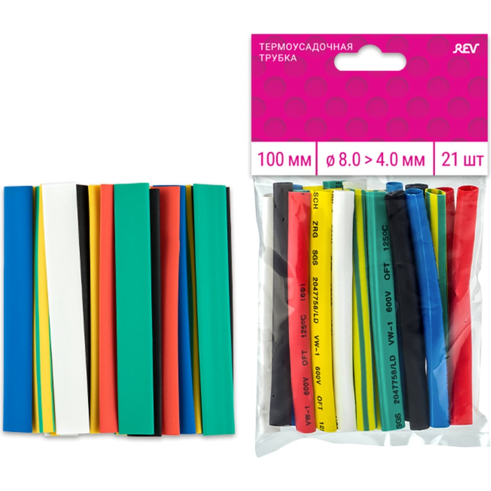 Изображение товара Набор термоусадочных трубок duwi 100мм 21шт Ø8>4мм