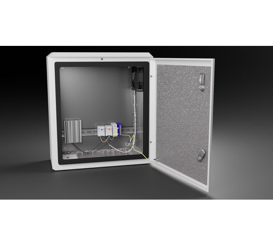 Изображение товара Термошкаф с монтажной панелью "Метком Групп" (ШхВхГ) 450x500x230 мм, ТШ-6, с обогревом и с вентиляцией, с креплением на стену ТШ-6-45.50.23-MK-0-1