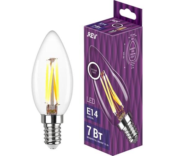 Изображение товара Светодиодная лампа REV Filament  С37 E14 7W, 4000K 32487 4