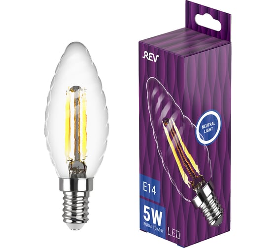 Изображение товара Светодиодная лампа REV TC37 E14 5W, 4000K 32492 8
