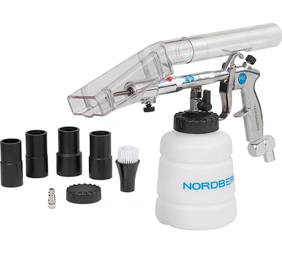 Изображение товара Моющий пистолет с металлической вращающейся насадкой и насадками для подключения к пылесосу NORDBERG NP9008K2