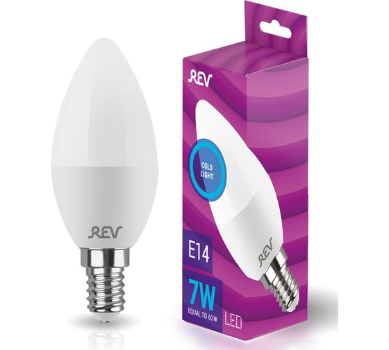Изображение товара Светодиодная лампа REV C37 Е14 7W, 6500K, дневной свет 32508 6