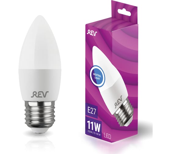 Изображение товара Светодиодная лампа REV C37 Е27 11W, 4000K, нейтральный свет 32525 3