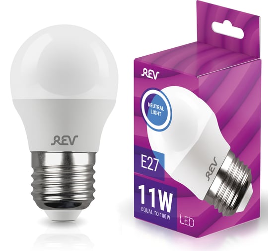 Изображение товара Светодиодная лампа REV G45 Е27 11W, 4000K, нейтральный свет 32521 5