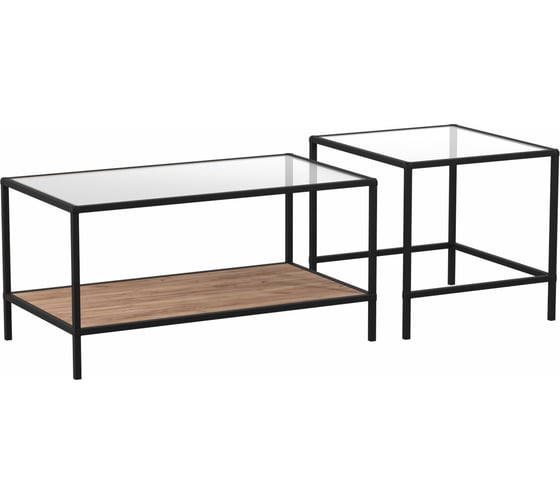 Изображение товара Стол НАЙДИ дуэт, черный муар, лдсп, дуб крафт табачный, стекло LKS-55004