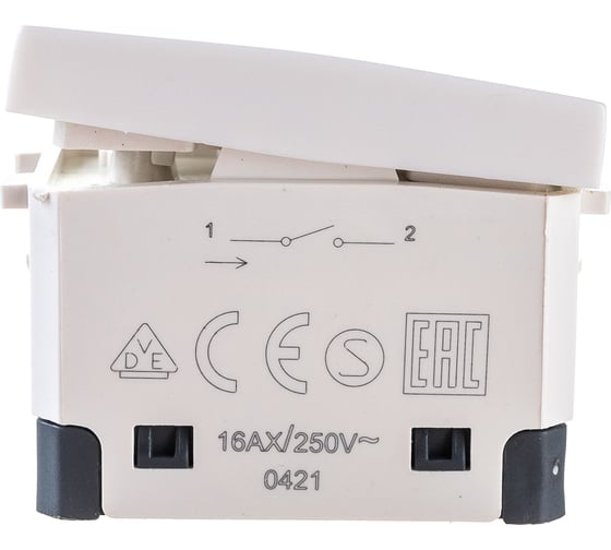 Изображение товара 1-клавишный выключатель Экопласт 45х22. 5 схема 1 16 A. 250 B белый LK45 850104-1