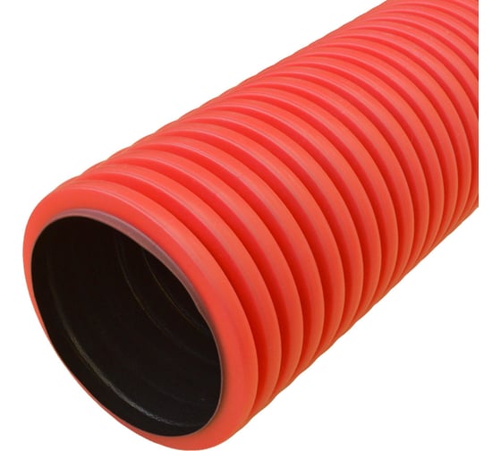 Изображение товара Гофрированная двустенная труба Промрукав ПНД жесткая тип 450 SN12 красная д110 6м PR15.0069