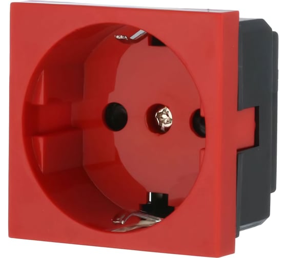 Изображение товара Розетка Экопласт с заземляющим контактом, со шторками, красный LK45 851107-1