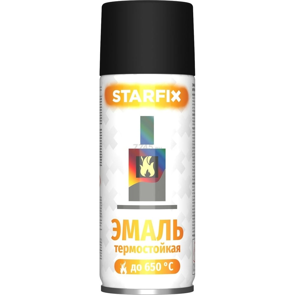 Термостойкая краска-эмаль STARFIX аэрозоль, силиконовая, черный, 520 мл SM-26804-1