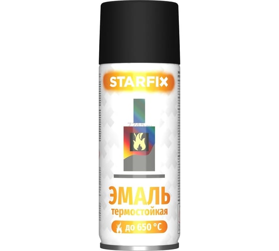 Изображение товара Термостойкая краска-эмаль STARFIX аэрозоль, силиконовая, черный, 520 мл SM-26804-1