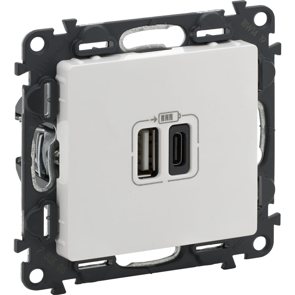 Зарядное устройство Legrand Valena Life с 2-мя USB-разьемами тип A-тип бел. Leg 753106