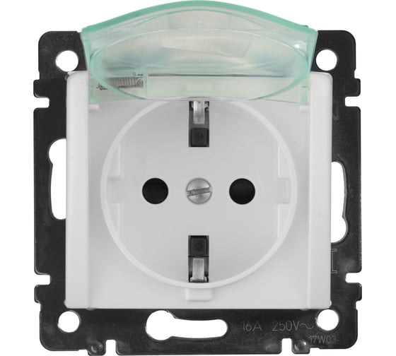 Изображение товара Розетка Legrand с заземлением IP44 Legrand Valena со шторками с защитной крышкой 16А 250В винтовые зажимы белый 695641