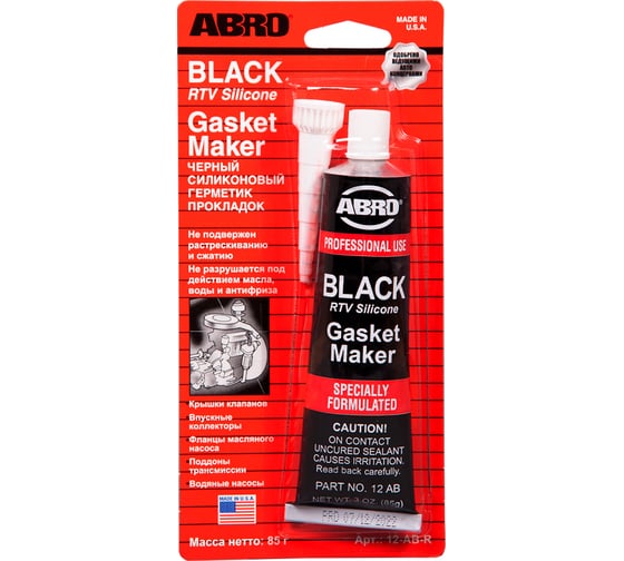 Изображение товара Высокотемпературный герметик прокладок ABRO черный USA 85г 12-AB-R