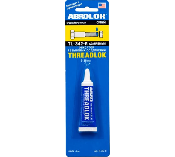Изображение товара Закрепитель резьбы ABRO синий, средний 6 мл TL-342-R