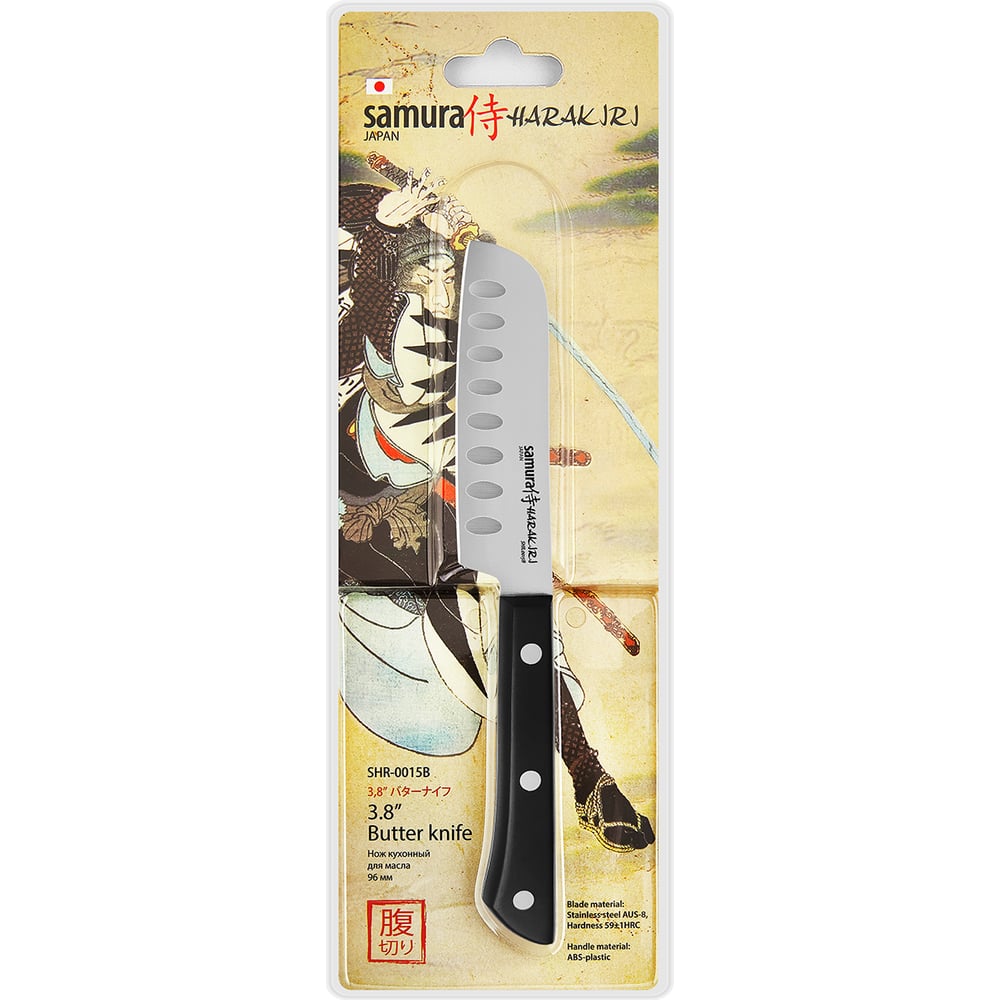Изображение товара Кухонный нож для масла Samura "HARAKIRI" 96 мм, коррозионно-стойкая сталь, ABS пластик SHR-0015B/K