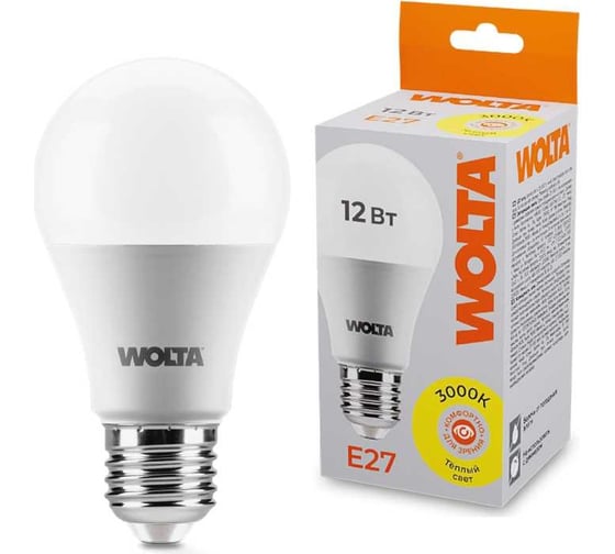 Изображение товара Лампа Wolta 12 Вт LED, 3000K, 25Y60BL12E27