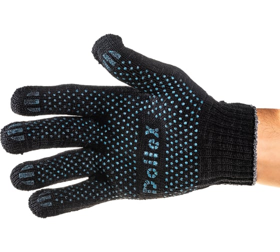 Изображение товара Хлопчатобумажные перчатки DolleX с ПВХ, 5 ниток, 200 пар, черные 85573