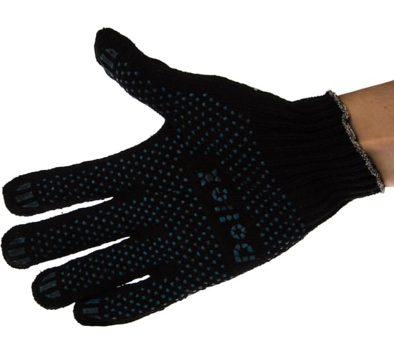 Изображение товара Хлопчатобумажные перчатки DolleX с ПВХ, 5 ниток, 5 пар, черные 5PVX-B