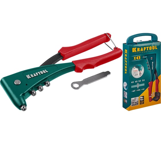 Изображение товара Литой заклепочник в кейсе KRAFTOOL X-5F удержание заклепки, 2.4 - 4.8 мм 31173-H6_z01