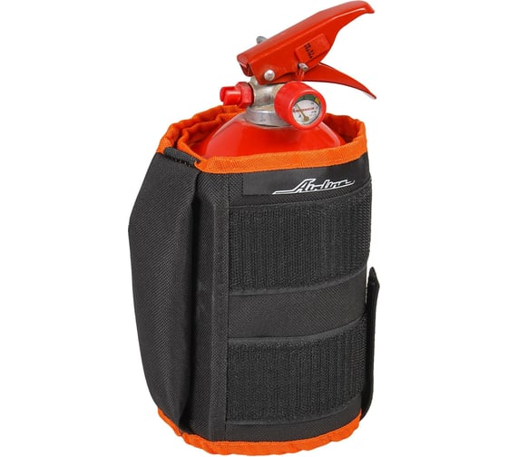 Изображение товара Автомобильный чехол-фиксатор для огнетушителя ОП-1-ОП-5 Airline полиэстер, черн./оранж. AO-HE-25