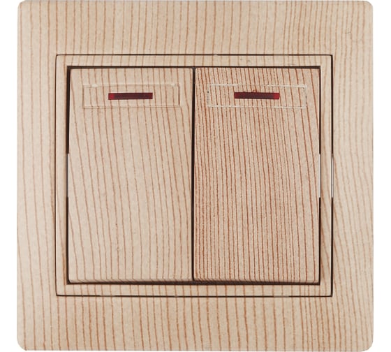 Изображение товара Двойной выключатель с подсветкой Intro 10А, 250В, IP20, СУ, Plano сосна Б0030049