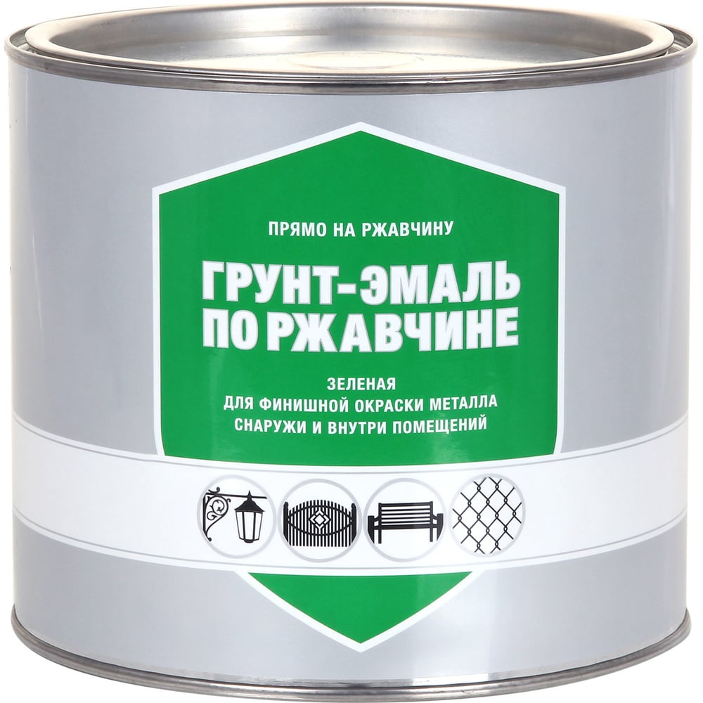 Изображение товара Грунт-эмаль по ржавчине ЗАО Декарт зеленая 1.8 кг