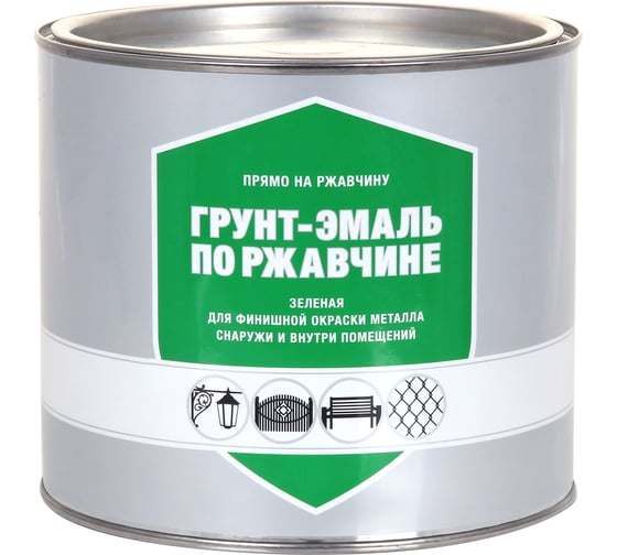 Изображение товара Грунт-эмаль по ржавчине ЗАО Декарт зеленая, 1.8 кг 32190