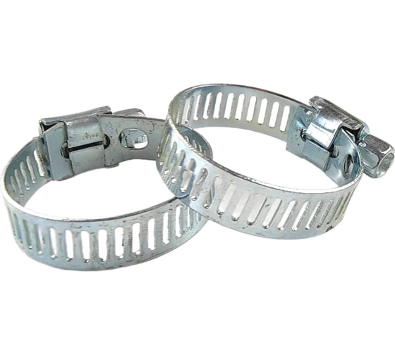 Изображение товара Набор хомутов Boutte оцинкованный, червячный, 16-27 мм, под отвертку, 2 шт. 7768387