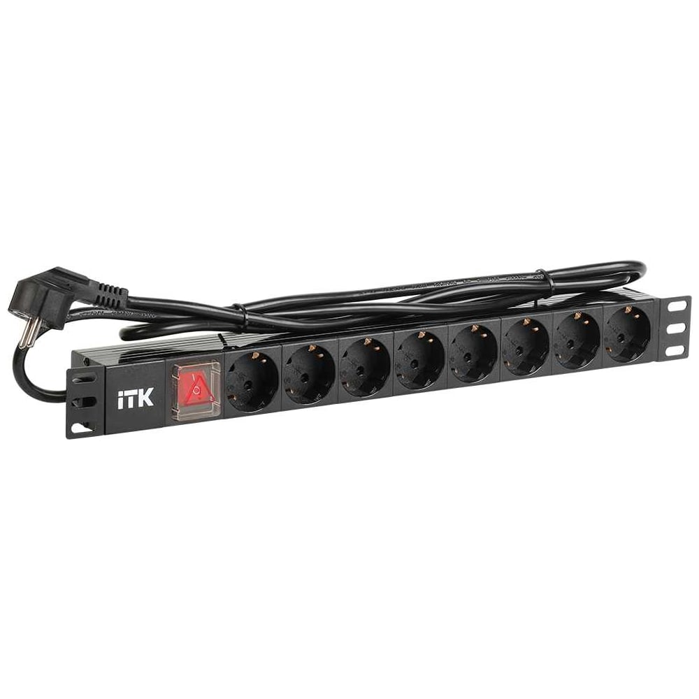 Изображение товара Блок розеток ITK 8 мест PDU 1U шнур 2м PH12-8D1-P Изображение товара Блок розеток ITK 8 мест PDU 1U шнур 2м PH12-8D1-P