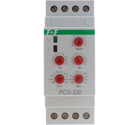 Изображение товара Реле времени F&F PCU-520, 2 независимые выдержки времени EA02.001.012