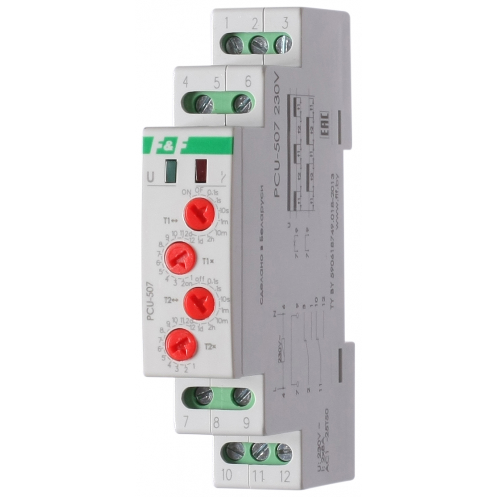 фото Реле времени f&f pcu-507, 2 независимые выдержки времени ea02.001.022